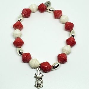 NEW • AKOLA Red, White & Silver Bracelet